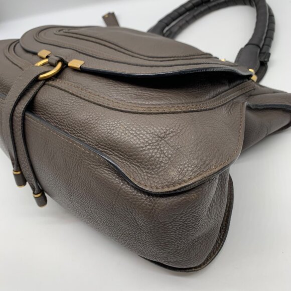 Chloé Gray Calf Leather Marcie Small Double Carry Satchel Bag - Picture 7 of 12